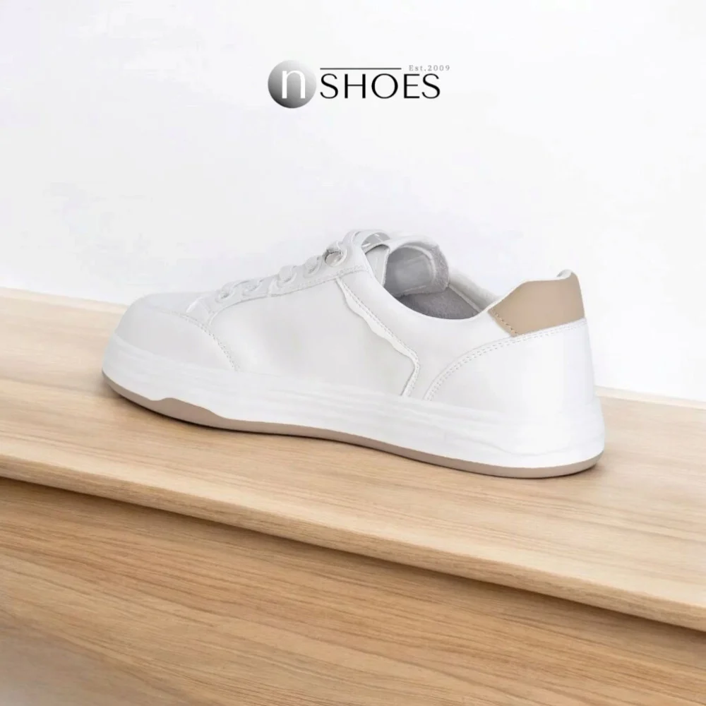 Women's White Leather Platform Sneakers ALLSY 197499 199000 23276