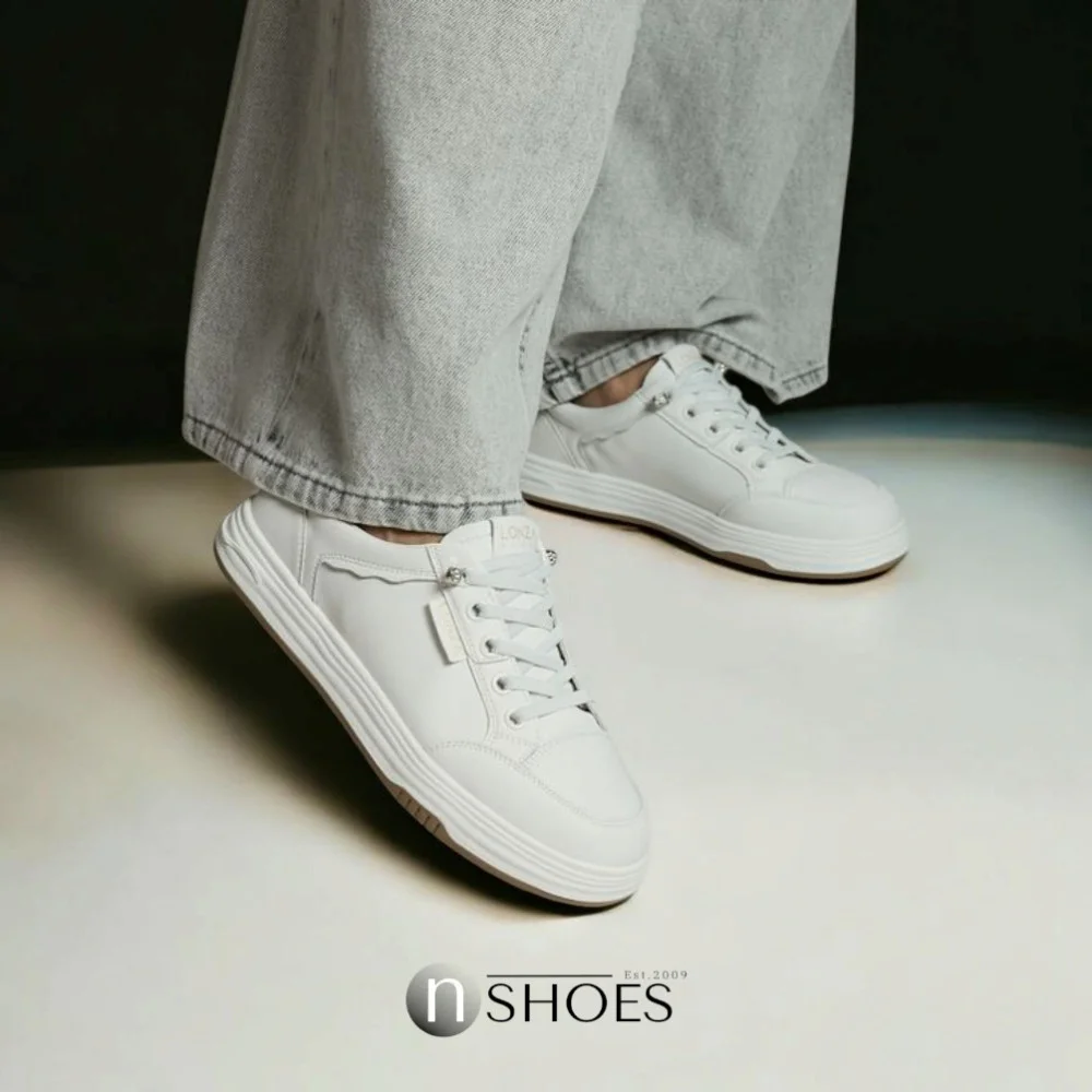 Women's White Leather Platform Sneakers ALLSY 197499 199000 23276