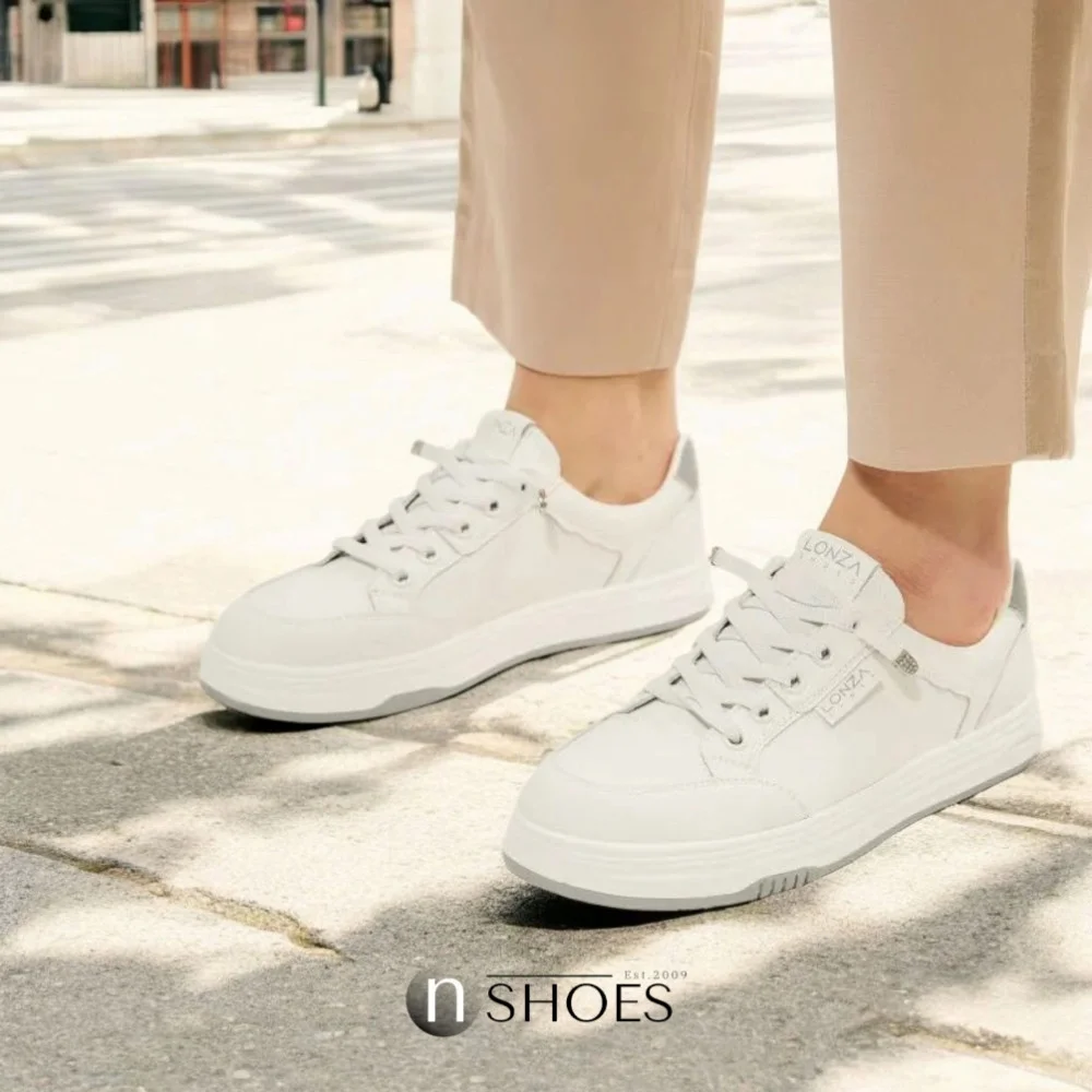 Women's White Leather Platform Sneakers ALLSY 197499 199000 23276