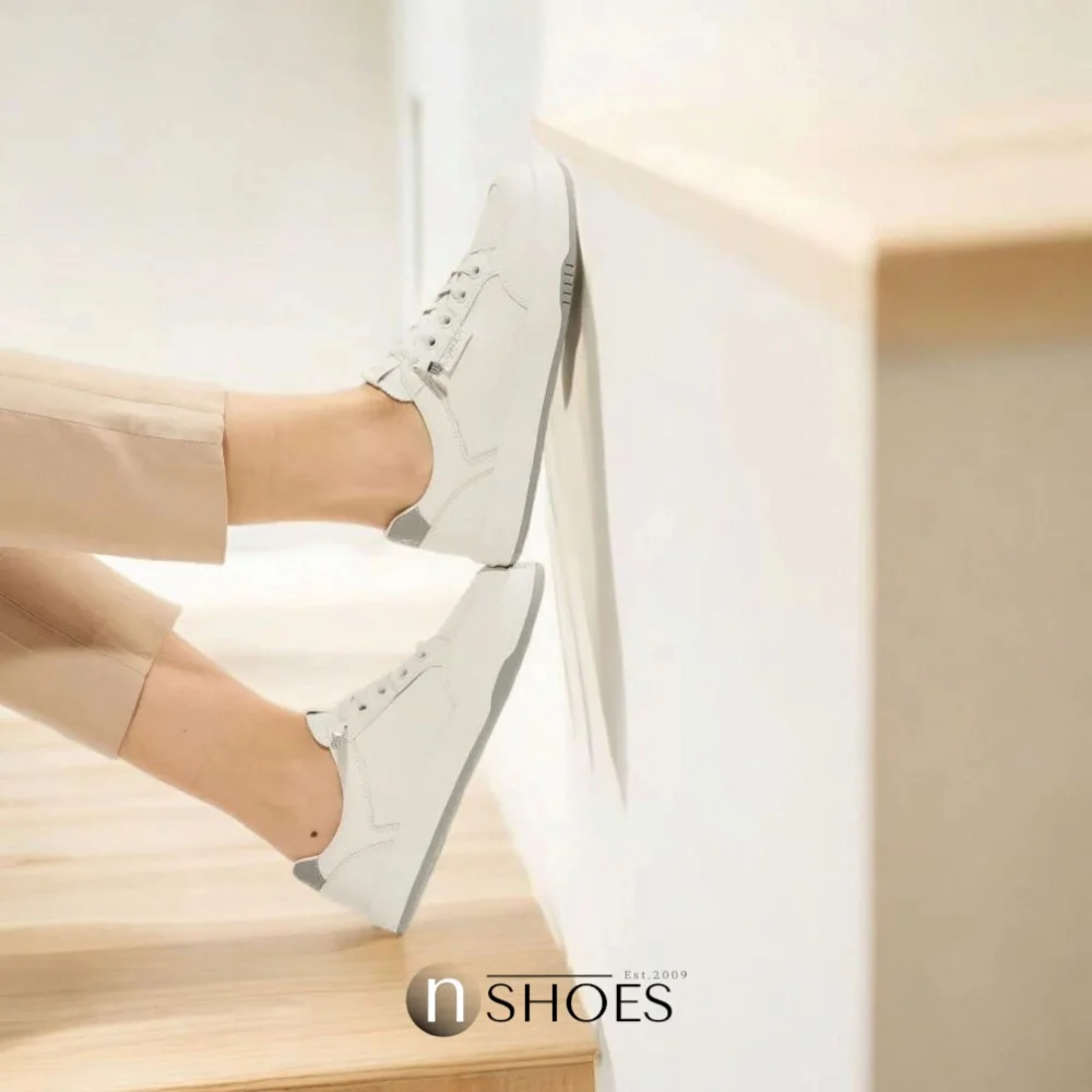 Women's White Leather Platform Sneakers ALLSY 197499 199000 23276