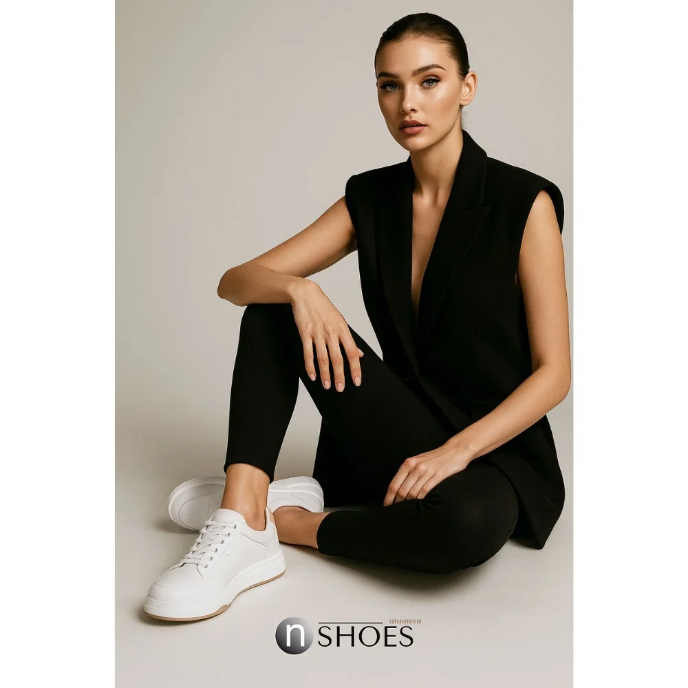 Women's White Leather Platform Sneakers ALLSY 197499 199000 23276