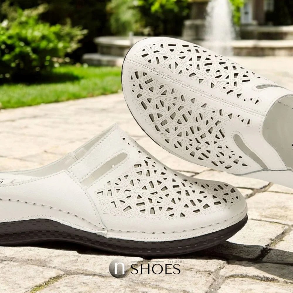 Жіночі шкіряні шльопанці із закритим носком ALLSY 195155 модель 5918