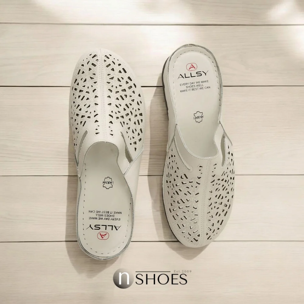 Жіночі шкіряні шльопанці із закритим носком ALLSY 195155 модель 5918