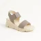 Women's leather sandals Simen 7767a 5919 beige wedge heel - Polish factory