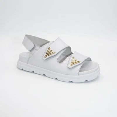 Women's white comfortable sandals with velcro Romax Comfort 1070-1 5924 made of genuine leather from a Ukrainian factory