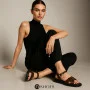 Коричневі шкіряні босоніжки на платформі Lonza New York 5927