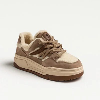 Women's winter sneakers Allsy Lonza 203387 2399 Beige 5938 - fashionable insulated sneakers in beige with sheepskin