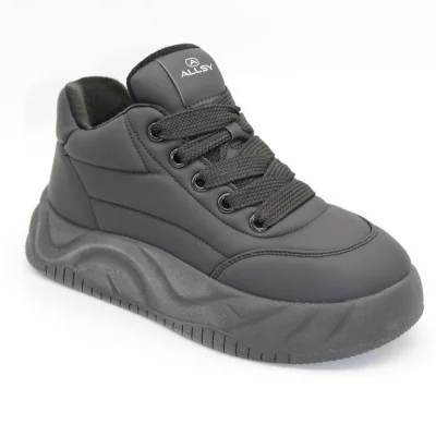 Женские чёрные кроссовки Allsy Lonza 204470 203324 192196 0108-2D Black 5944 с утеплением для осени и зимы