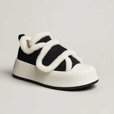 Women's white and black sneakers Allsy Lonza 204484 203311 Leora Black C1018-1C 5946 with insulation and ears for winter
