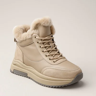Women's winter beige boots Allsy Lonza 204154 25Z2Z089-10-2 Milk 5951 with wool insulation