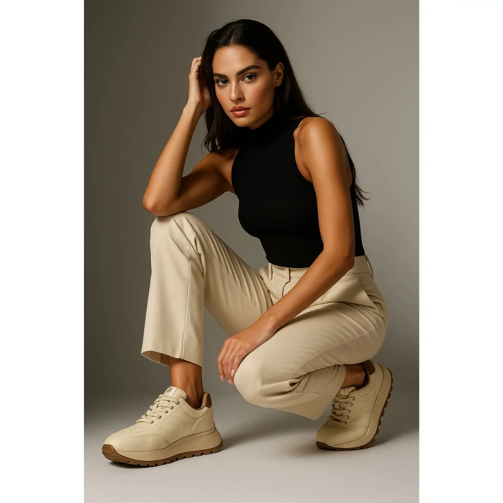 Women's beige sneakers Allsy Lonza model 5959