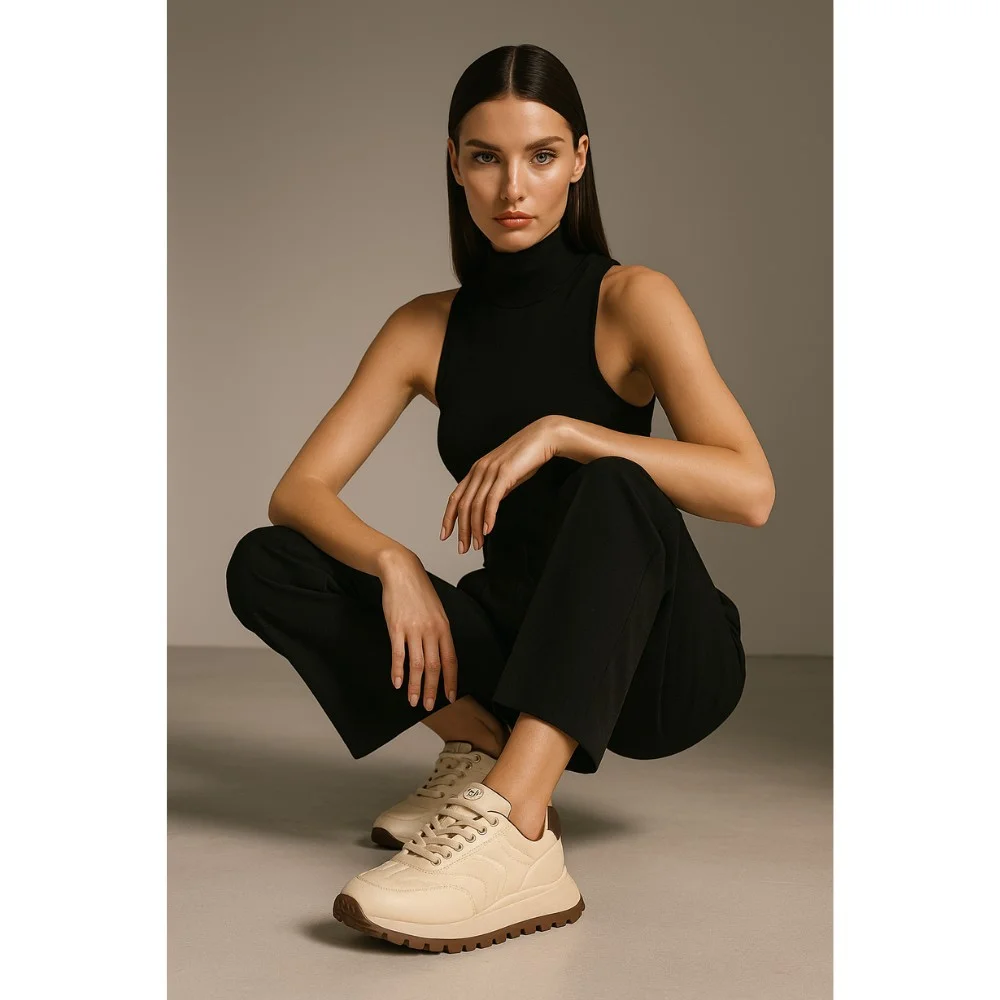 Women's beige sneakers Allsy Lonza model 5959