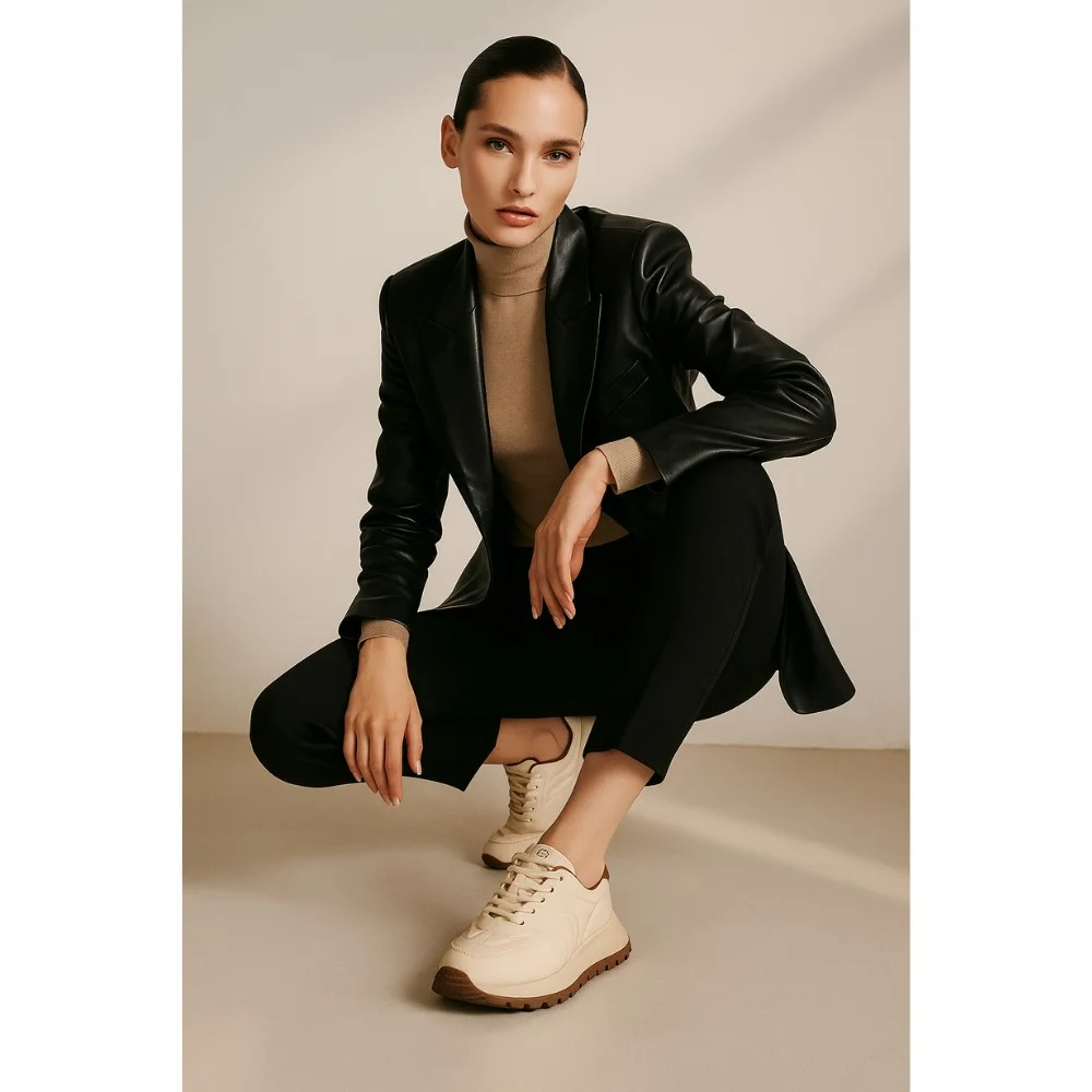 Women's beige sneakers Allsy Lonza model 5959