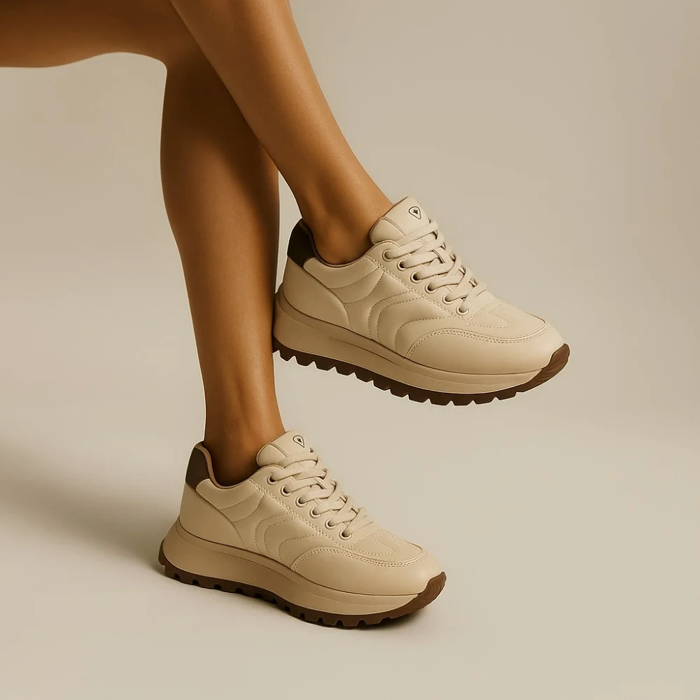 Women's beige sneakers Allsy Lonza model 5959