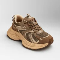 Women's demi-season brown sneakers Allsy Lonza 205186 202511 8809 Brown 5962 in the style of Balenciaga with flannel lining