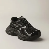 Women's fashionable demi-season sneakers Allsy Lonza 205185 204206 8809 Black 5963 in the style of Balenciaga with flannel lining