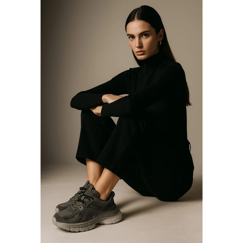 Women's Grey-Silver Allsy Lonza Sneakers Model 5964