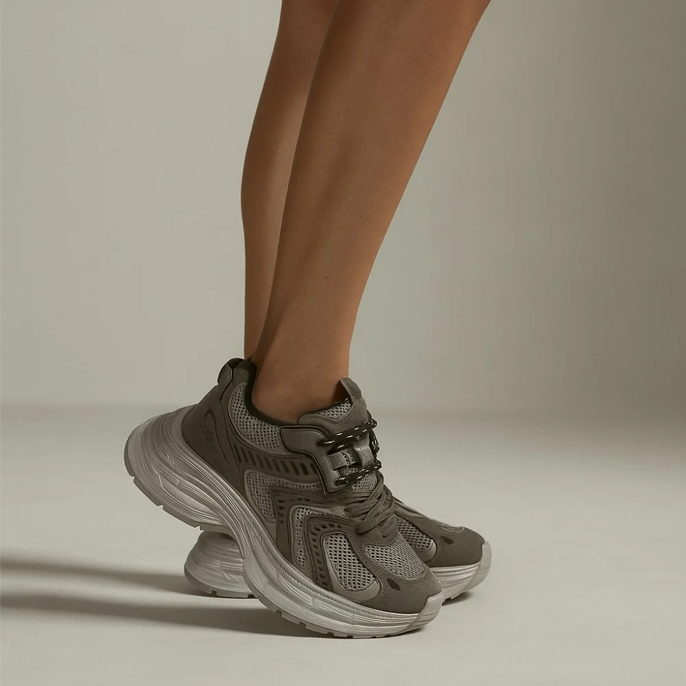 Women's Grey-Silver Allsy Lonza Sneakers Model 5964