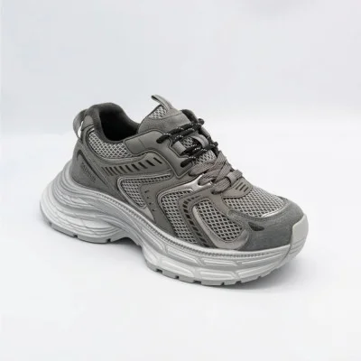 Женские модные серо-серебристые кроссовки Allsy Lonza 205187 202512 8809 Grey 5964 в стиле Balenciaga, демисезонные с байковой подкладкой