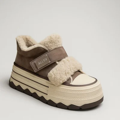 Women's winter gray slip-ons Allsy Lonza 204930 202065 624D150-3 KHAKI 5965 made of genuine suede