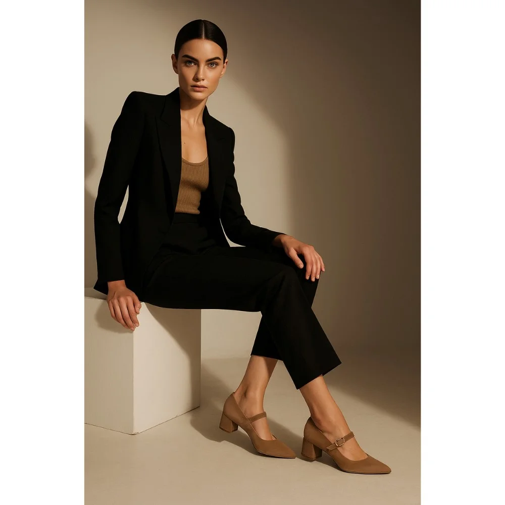 Класичні туфлі Mary Jane на блочному підборі з ремінцем Rylko (Польща) модель 5972