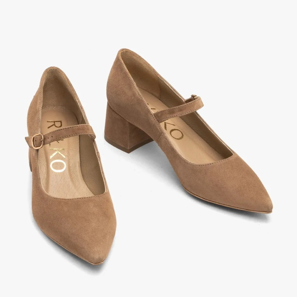 Класичні туфлі Mary Jane на блочному підборі з ремінцем Rylko (Польща) модель 5972