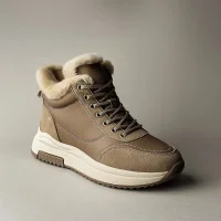 Women's winter boots Allsy Lonza 204151 25Z2Z089-0-2 Brown 5978, beige, made of genuine leather, with wool insulation