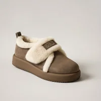 Women's winter gray ugg boots Allsy Lonza 204780 203997 561-8591-2-8ZM KHAKI 5985 made of genuine suede with Velcro