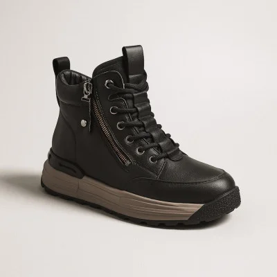 Women's winter boots Allsy Lonza 203264 580-HX830-2PM Black 5986 with insulation from natural lambskin