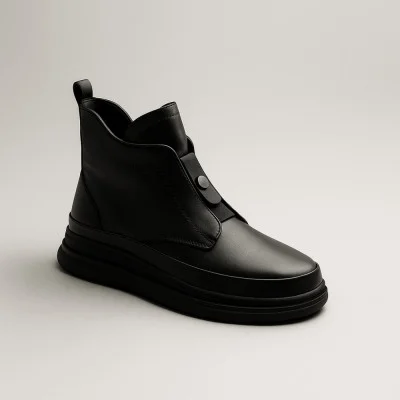 Women's black ankle boots Allsy Lonza 201062 C52271-528 Black 5987 made of genuine leather with flannel inside