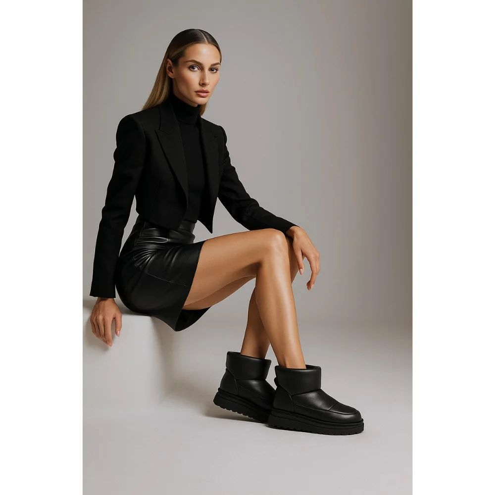 Жіночі зимові шкіряні дутики Allsy Lonza 201656 615-20-1 BLACK 5993