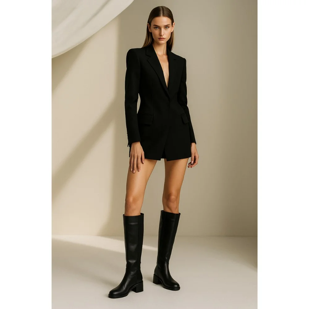 Жіночі чорні шкіряні чоботи Romax Comfort 8191-E 5998 з утепленням