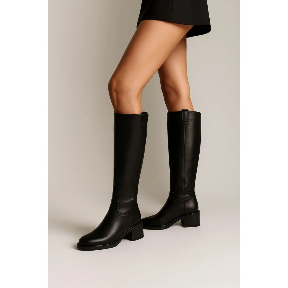 Жіночі чорні шкіряні чоботи Romax Comfort 8191-E 5998 з утепленням