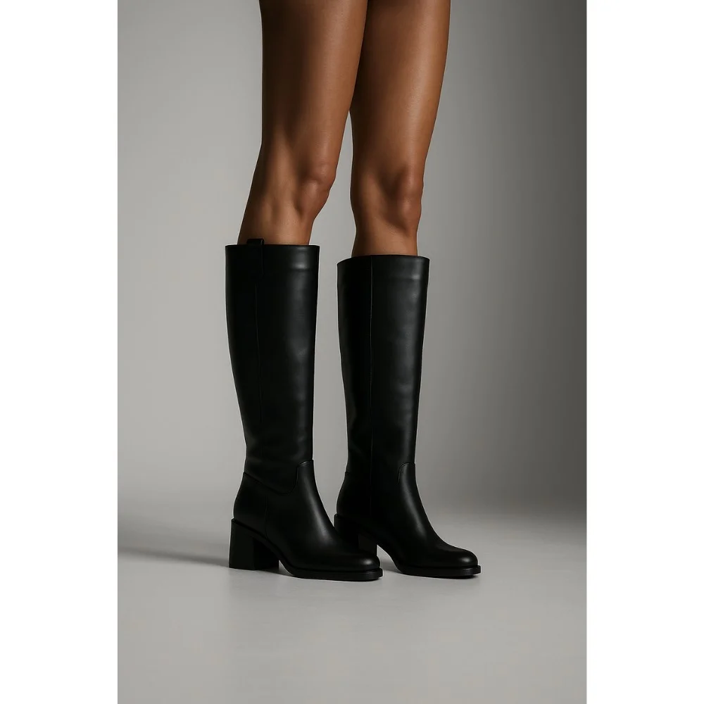 Жіночі чорні шкіряні чоботи Romax Comfort 8191-E 5998 з утепленням