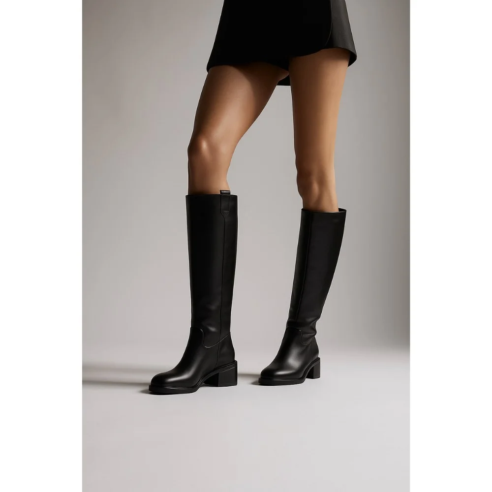 Жіночі чорні шкіряні чоботи Romax Comfort 8191-E 5998 з утепленням