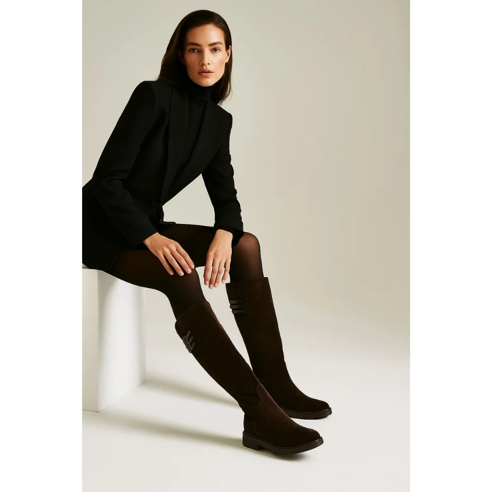 Fabio Monelli 201293 BY2427-03-C2673+1: жіночі замшеві чоботи, коричневі, єврозима, цигейка 