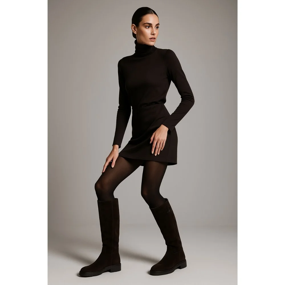 Fabio Monelli 201293 BY2427-03-C2673+1: жіночі замшеві чоботи, коричневі, єврозима, цигейка 