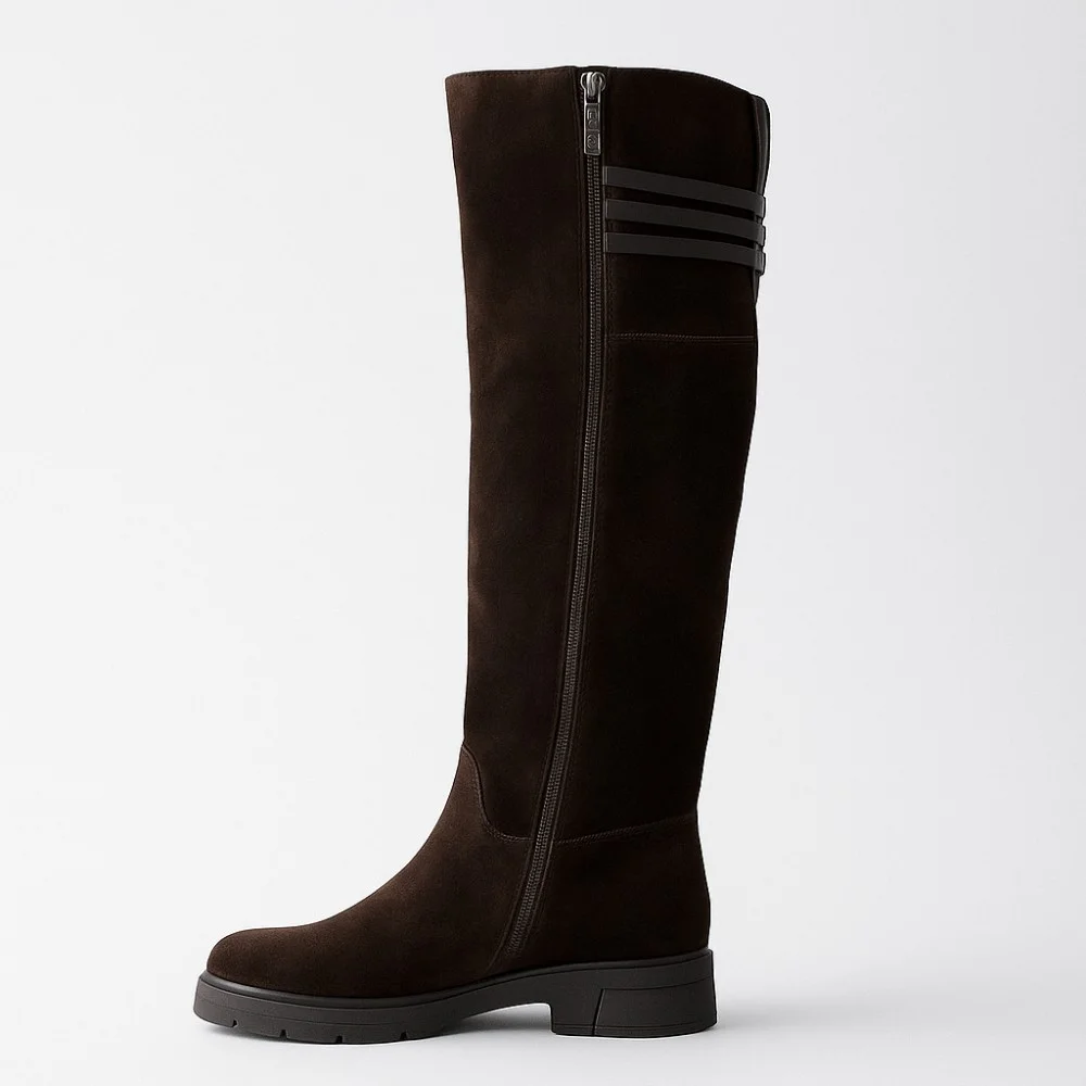 Fabio Monelli 201293 BY2427-03-C2673+1: жіночі замшеві чоботи, коричневі, єврозима, цигейка 