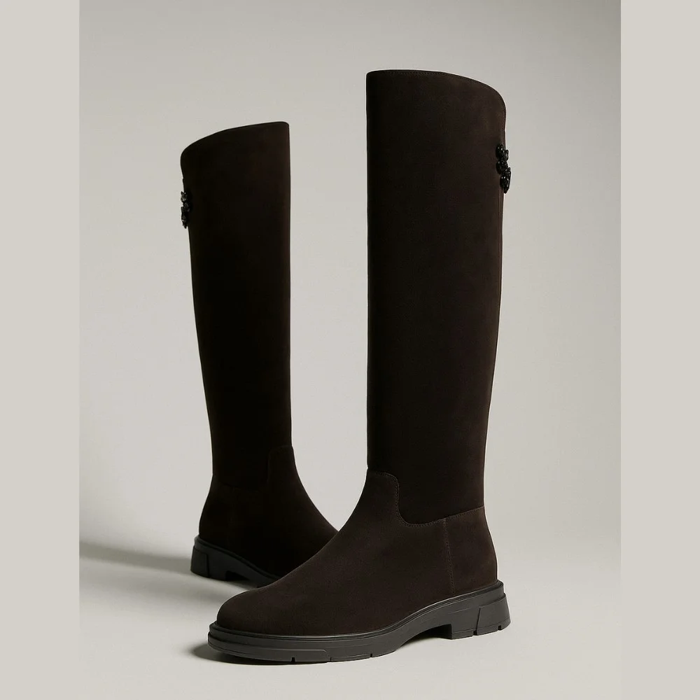 Fabio Monelli 201293 BY2427-03-C2673+1: жіночі замшеві чоботи, коричневі, єврозима, цигейка 