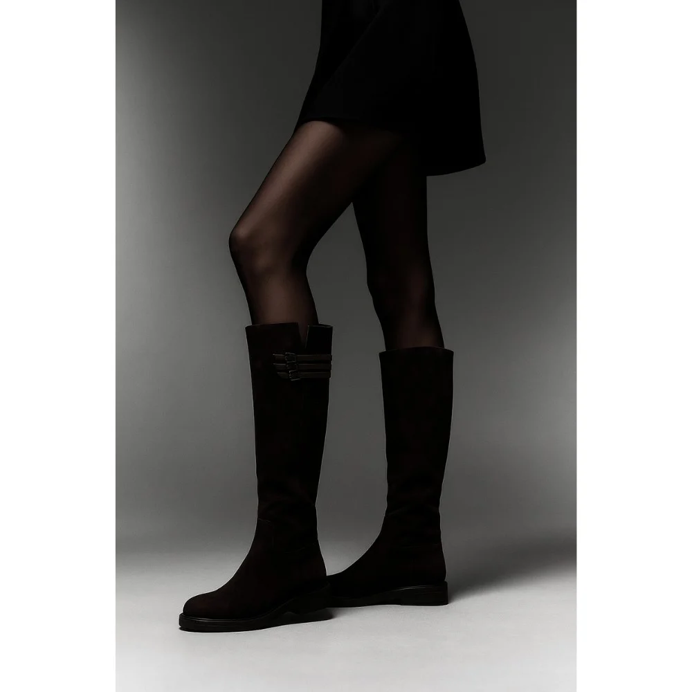 Fabio Monelli 201293 BY2427-03-C2673+1: жіночі замшеві чоботи, коричневі, єврозима, цигейка 