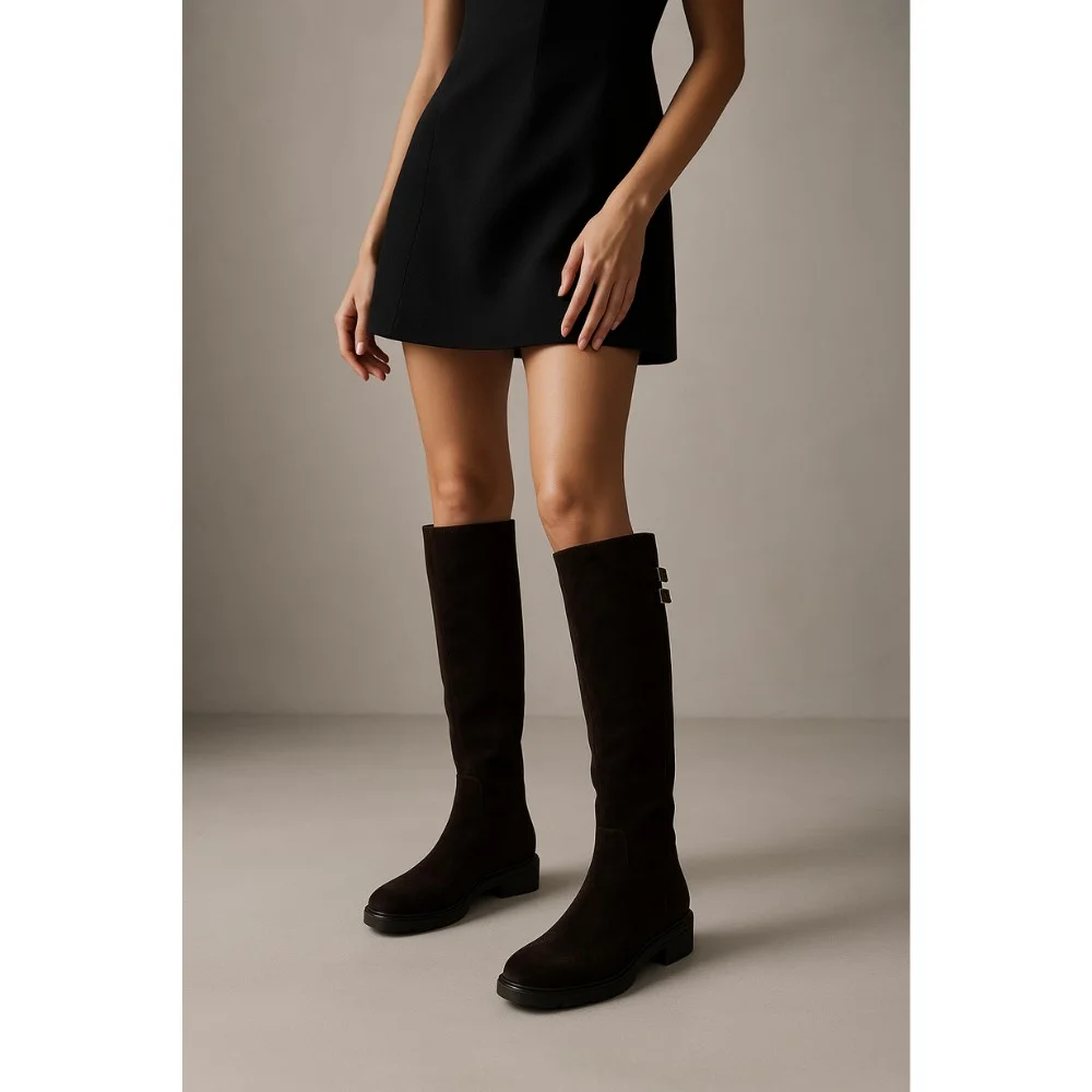 Fabio Monelli 201293 BY2427-03-C2673+1: жіночі замшеві чоботи, коричневі, єврозима, цигейка 