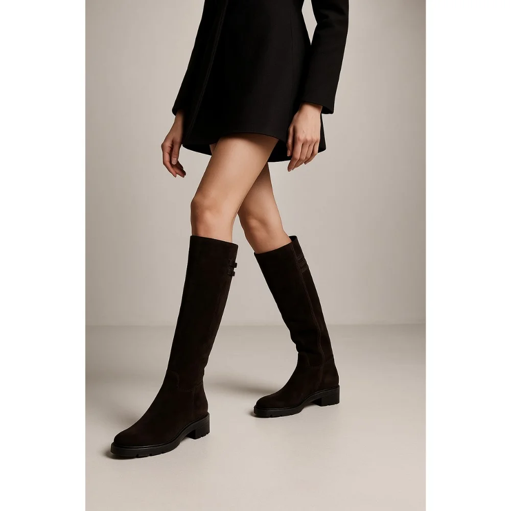 Fabio Monelli 201293 BY2427-03-C2673+1: жіночі замшеві чоботи, коричневі, єврозима, цигейка 