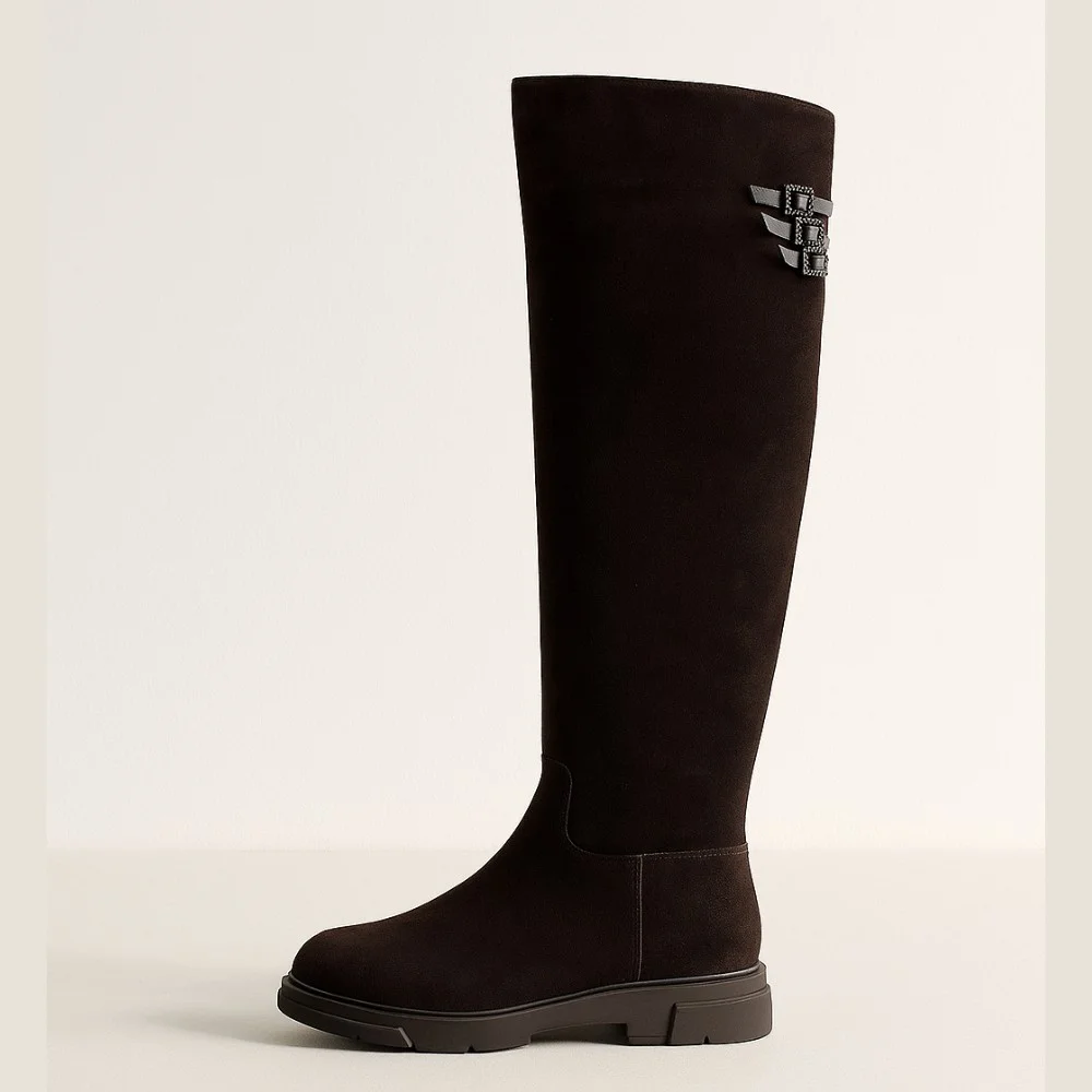 Fabio Monelli 201293 BY2427-03-C2673+1: жіночі замшеві чоботи, коричневі, єврозима, цигейка 