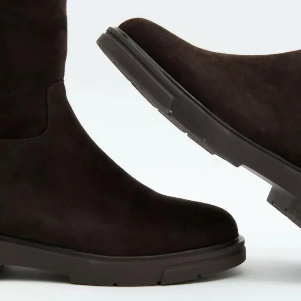 Fabio Monelli 201293 BY2427-03-C2673+1: жіночі замшеві чоботи, коричневі, єврозима, цигейка 