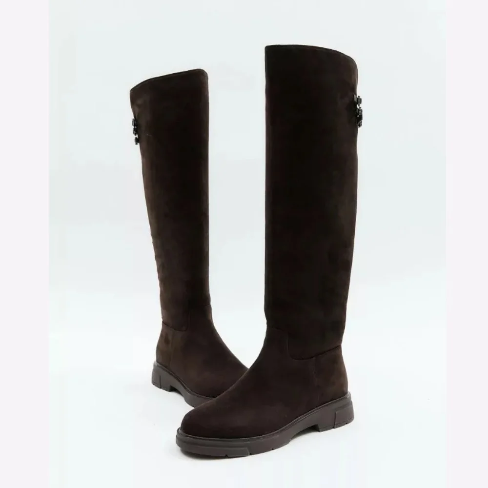 Fabio Monelli 201293 BY2427-03-C2673+1: жіночі замшеві чоботи, коричневі, єврозима, цигейка 