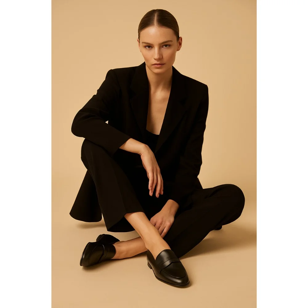 Women’s black leather loafers Fabio Monelli 183268 G52-22A-Y164X2 6007