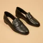 Women’s black leather loafers Fabio Monelli 183268 G52-22A-Y164X2 6007