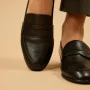 Women’s black leather loafers Fabio Monelli 183268 G52-22A-Y164X2 6007