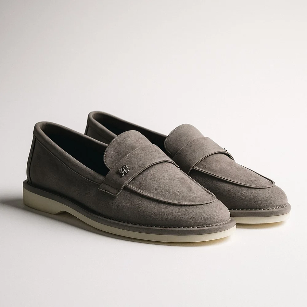 Women’s grey nubuck loafers Mary Rosa Sky-14 6008