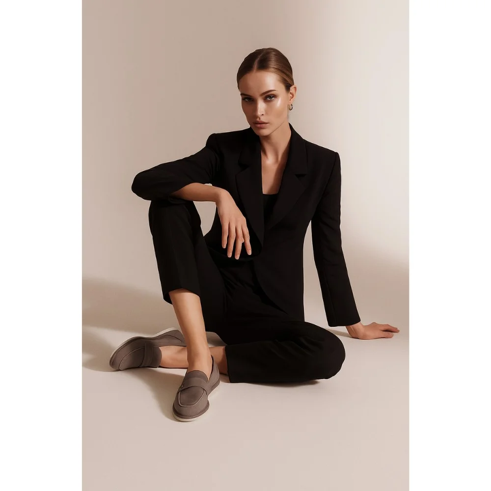 Women’s grey nubuck loafers Mary Rosa Sky-14 6008